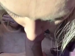 素人, 美女, デカチン, ブロンド, フェラチオ, 車, ティーン, オッパイの