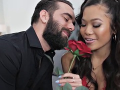 Asian babe Vina Sky gets a hard cock for Valentines Day