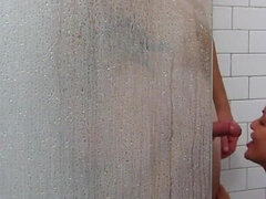 Enthousiasteling, Kont, Badkamer, Blond, Sperma shot, Vingeren, Douche, Tiener