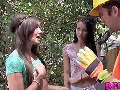 BFF teenies pulverized and creamed in the forest