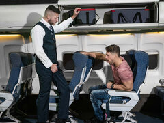 Gay hunks fuck in mid flight in front of other pessengers