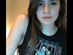 Shy brunette masturbates for the first time on cam