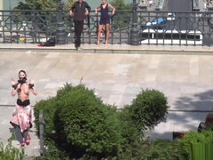 Slave anal fucked in public bar