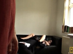 Sperm skott, Briller, Hæler, Slikking, Fitte, Skjørt, Strømper