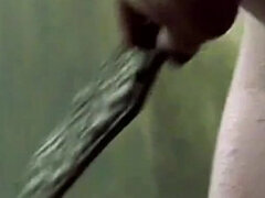 Blonde femdom pegging her slave while he is tied up