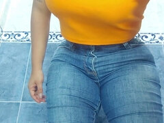 Stepmom's pee stream caught on camera in the bathroom