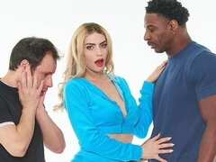 Interracial sex session with a blonde girlfriend Graycee Baybee