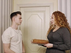 Duże cycki, Kuchnia, Dojrzałe, Cipka, Rudowłosa, Rosyjski, Ogolona, Pończochy