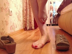 Older, clogs, foot worship