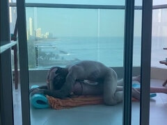 Blonde Teen Angel Emily Takes Big Dick Doggystyle on Cartagena Balcony - Anal Creampie!