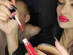 Ultra Sticky Pink Passionate Kisses on a Man's Face