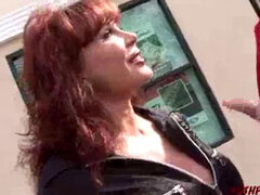 아마추어, 밀프, 엄마, 빨간 머리, 스타킹, 빨아들이는, 매춘부