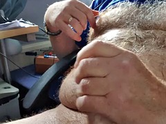 Jerk off while working at home. Wife is away