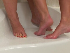 Hot legs & feet in the bathroom!