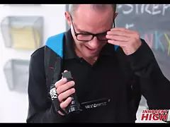 Hot lecturer nails nerdy masculine student