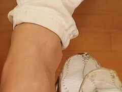 Silver Peeptoe Slingbacks & Sheer Nude Nylons - Footplay & Shoeplay