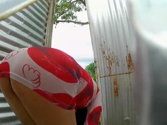 Tropical MILF StepMom with Big Ass Caught Changing in Outdoor Cabin - Amateur Voyeur HD