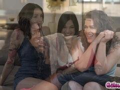 69, Cul, Noir ébène, Doigter, Groupe, Embrassement, Masturbation, Chatte