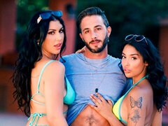 Big ass scene with innocent Vanessa Sky and Queenie Sateen from Mommys Boy