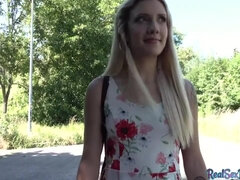 Deepthroating POV tattoo teen gets outdoor fuck for money