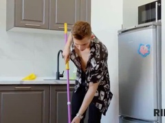 Bella Gray Gets Double Blowjob & Rimming in FFM Threesome - Lingerie, Stockings, Tattooed Teen