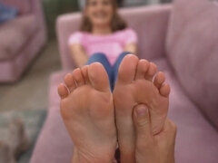 Tiffany Tatum gives a footjob in POV and gets banged