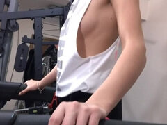 skinny teen lovenia lux fucks herself on a treadmill