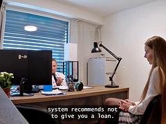 LOAN4K. Young customer wanted to get a loan, but got face fucked eventually