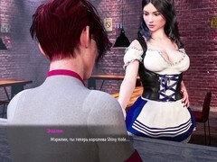 Yoga class with sexy blonde gym girl and a visual novel about eating pussy