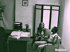 Gros seins, Couple, Tir de sperme, Noir ébène, Petite amie, Hard, Bureau, Nénés