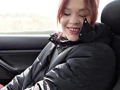 아기, 큰 음경, 오랄섹스, 자동차, 커플, Hd, 셀카, 빨간 머리