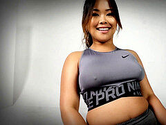 Workout gym, yoga pants, femdom pov