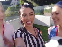 fit teens share a big cock in orgy