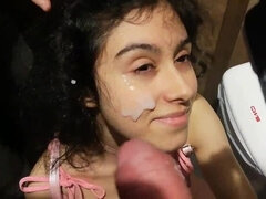 (RISKY PUBLIC SEX) Upskirt no panties at the mall, public sex, facial and cumwalk!!!