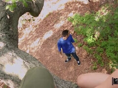 오랄섹스, 흑갈색 머리, 음경, 자연의 가슴, 야외의, 셀카, 현실, 청소년