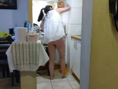 Norte americano a, Mulher linda e grande, Bundão, Peludoa, Cozinha, Latina, Mamãe, Mamilos