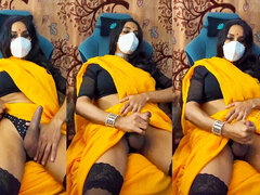 Crossdresser Jerking off in Saree