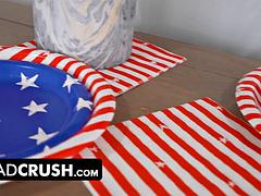 Gia Ohmy Teases Stepdaddy Juan Largo with Seductive Striptease on Independence Day
