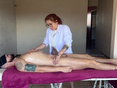 Amatör, Par, Kvinna, Latina, Massage, Olja, Rödhårig, Vibrator