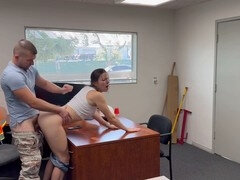 Stunning black-haired Senorita312 nails the office casting for a new position