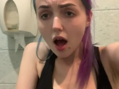 Masturbation my teen pussy in the toilet of gym while waiting for my coach