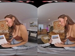 Busty wife Bella Rolland sucks and rides cock on a ranch vacation in virtual reality