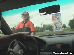 Picked up granny double penetration in the fields