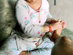 Desi stepmom Annuakhil gives her stepson a blowjob in the kitchen