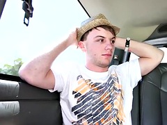 Cheated str8 stud fucks athletic gay in a van for money