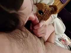 Step dad feeds me his cum before bed