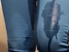 Fetiche, Tacones, Casero, Jeans, Al aire libre, Orinar