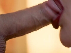 4K Close-Up Blowjob with Cum in Mouth - Red Lips Sloppy BJ