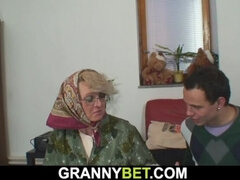 Lonely 60 years old blonde sucks and rides stranger's cock