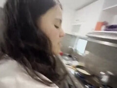 Hot Lesbian Kitchen Sex - Latina Stepsister Eats Pussy While Hubby Sleeps